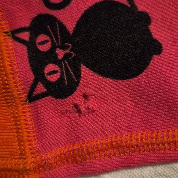 Hanna Andersson girls size 110 or 5 pink & orange cat pajama set play cond holes - Picture 7 of 9